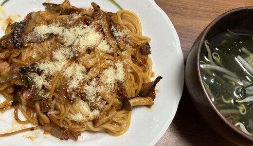 オカワカメのスープとナポリタンでランチ